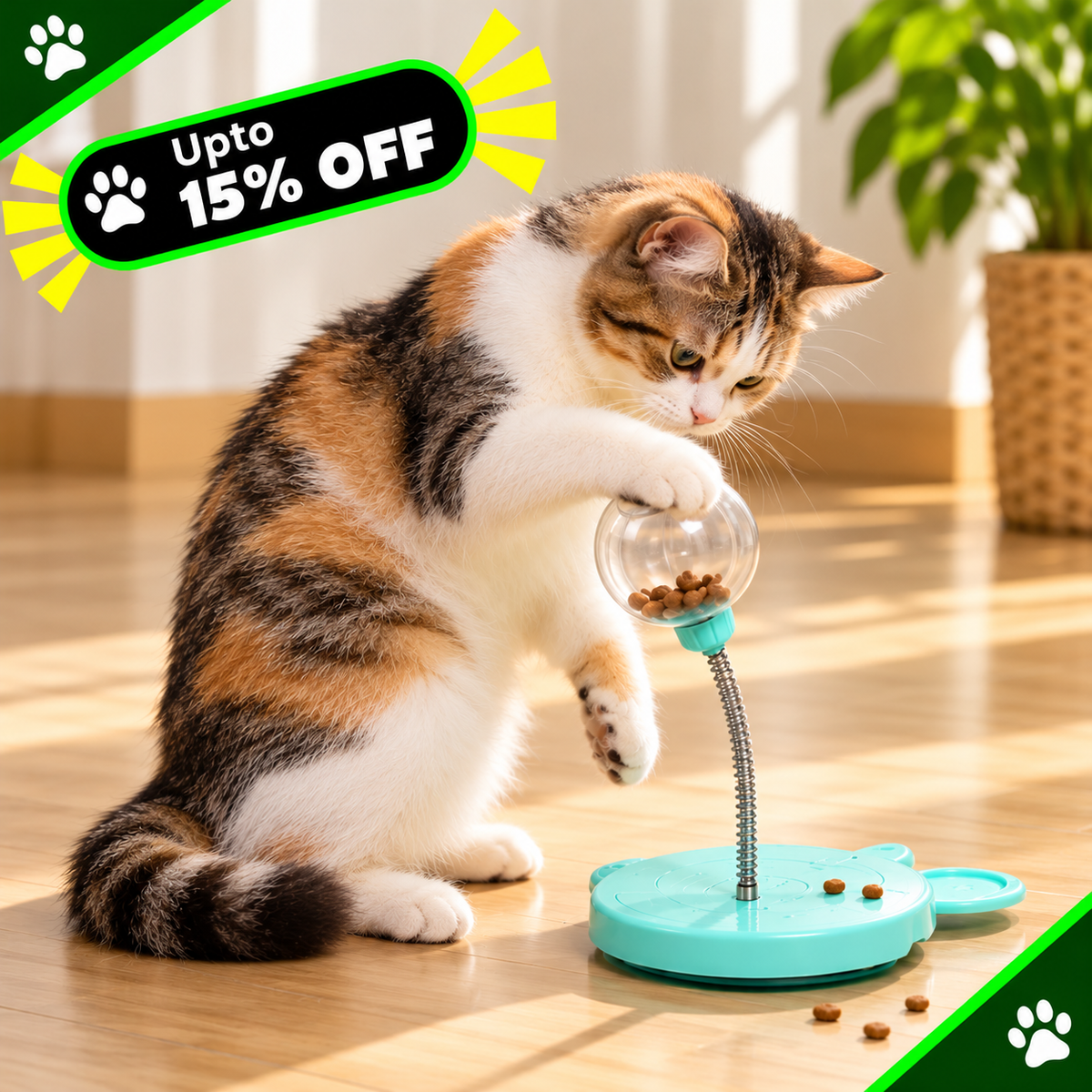 Self Playing Treat Dispensing Pet Feeder Toy