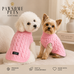 (EXTRA WARM) DOG AND CAT CABLE KNIT SWEATER - PINK