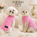 (EXTRA WARM) DOG AND CAT CABLE KNIT SWEATER - PINK