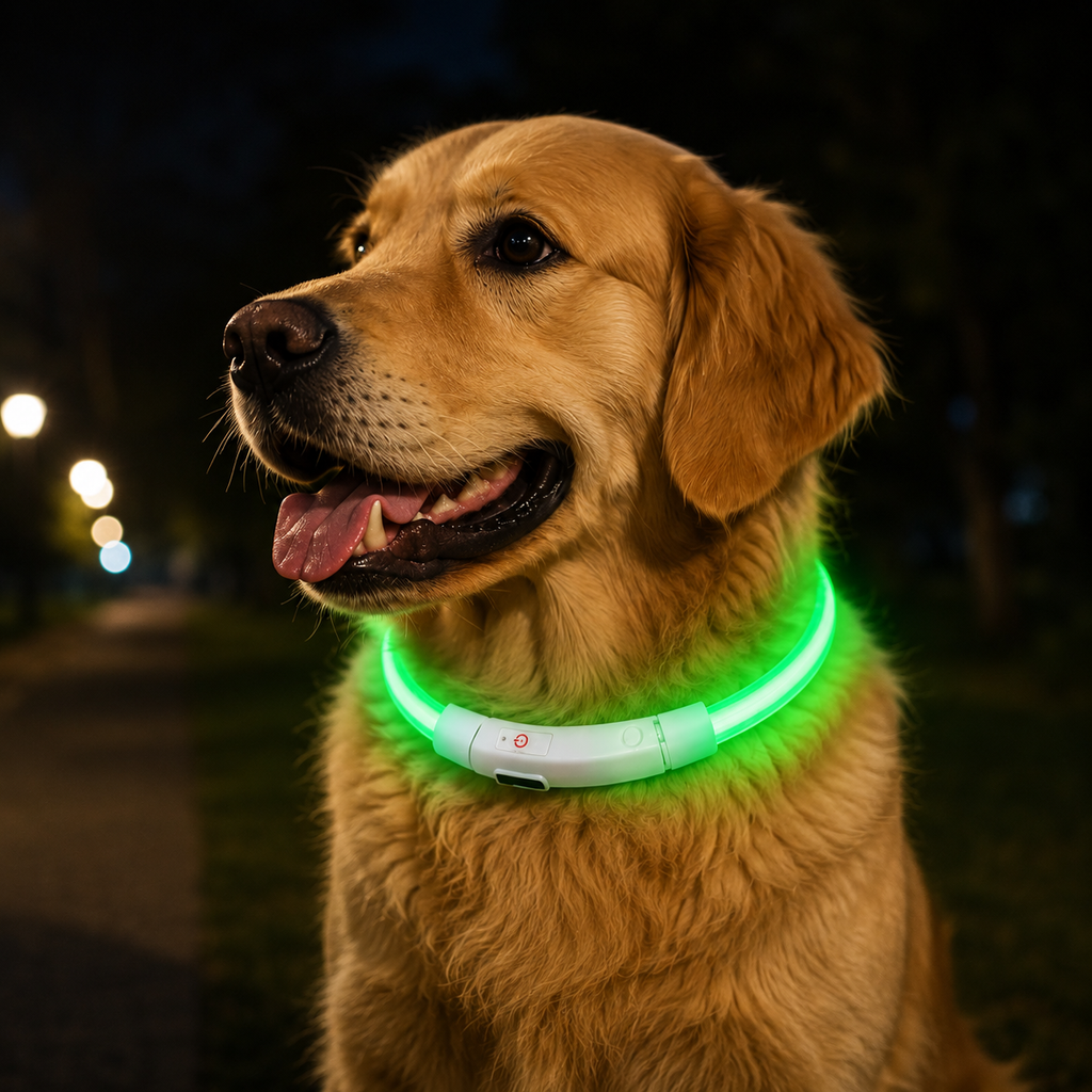 Usb Rechargeable Glow-In-The-Dark Pet Collar With Three Flashing Modes