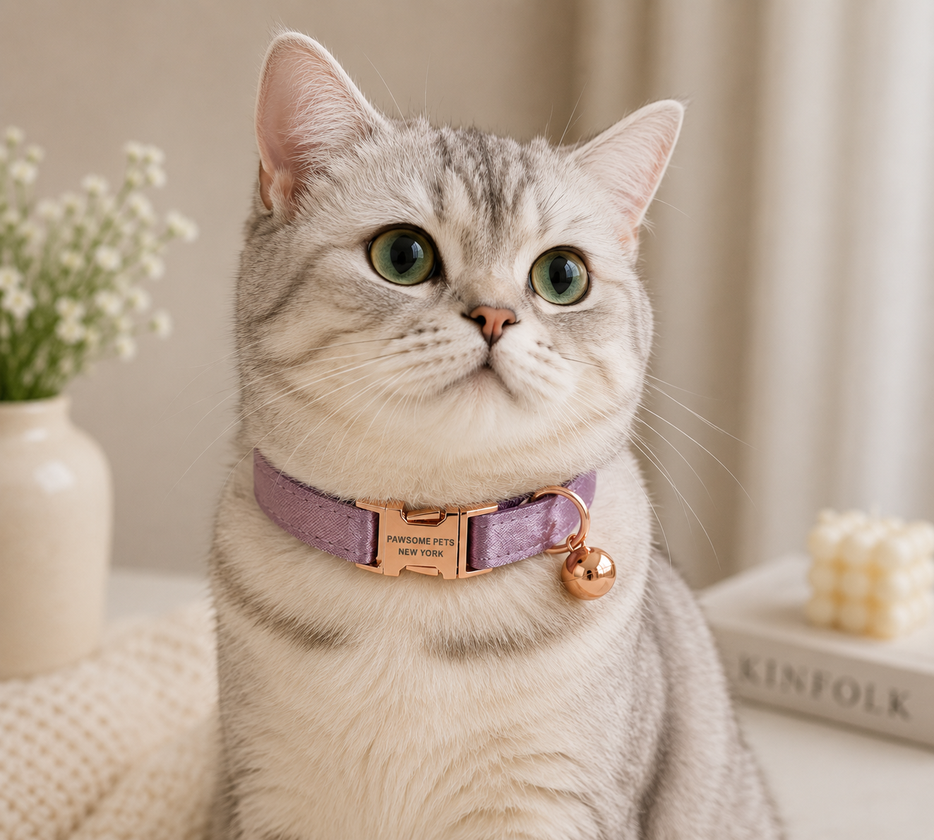 SMALL SIZE DOG & CAT COLLAR - SILVER PURPLE