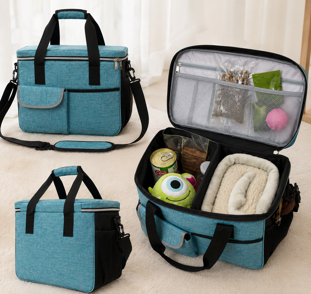 Pet Travel Lunch Bag Food Storage Box Foldable Bowl Portable Storage