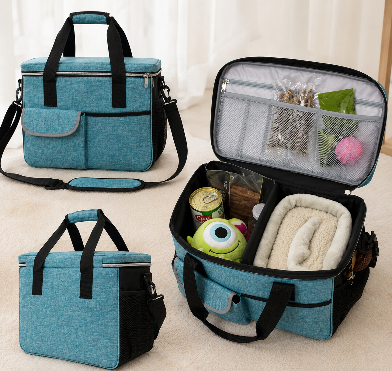 Pet Travel Lunch Bag Food Storage Box Foldable Bowl Portable Storage