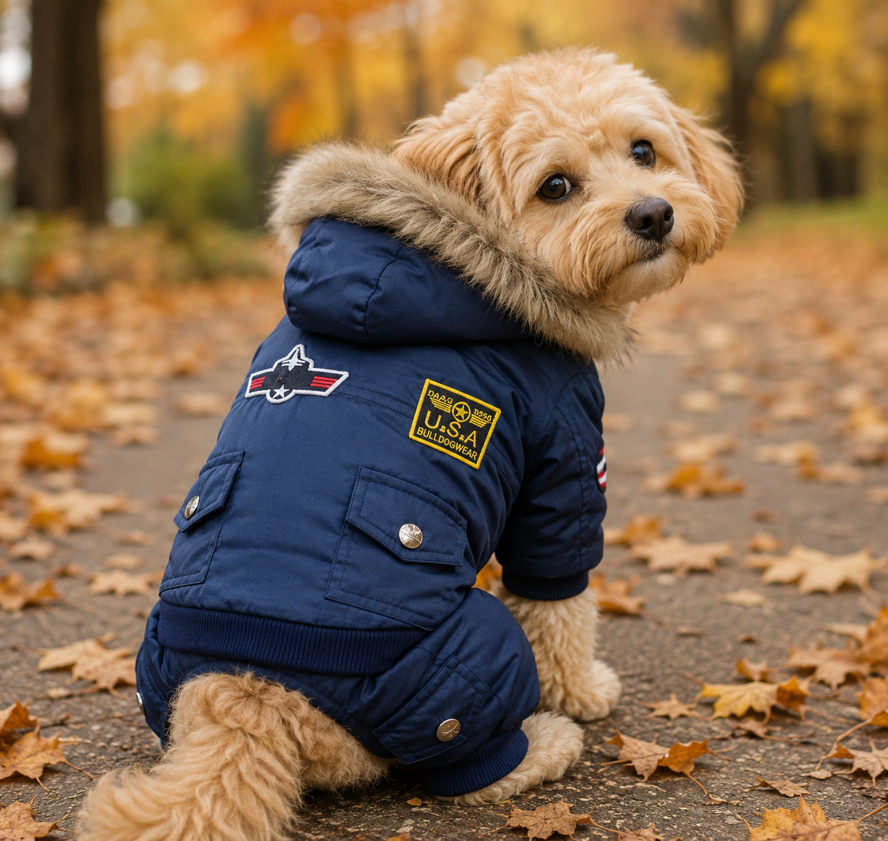 Air Force Inspired Four-Legged Pet Suit - Stylish Autumn And Winter Coats For Dogs