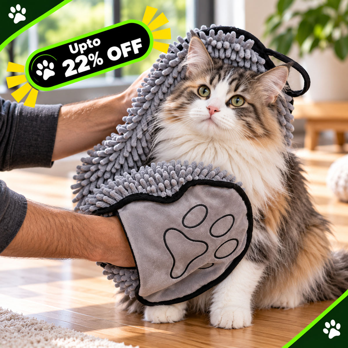 Premium Microfiber Pet Drying Towel with Hand Pockets