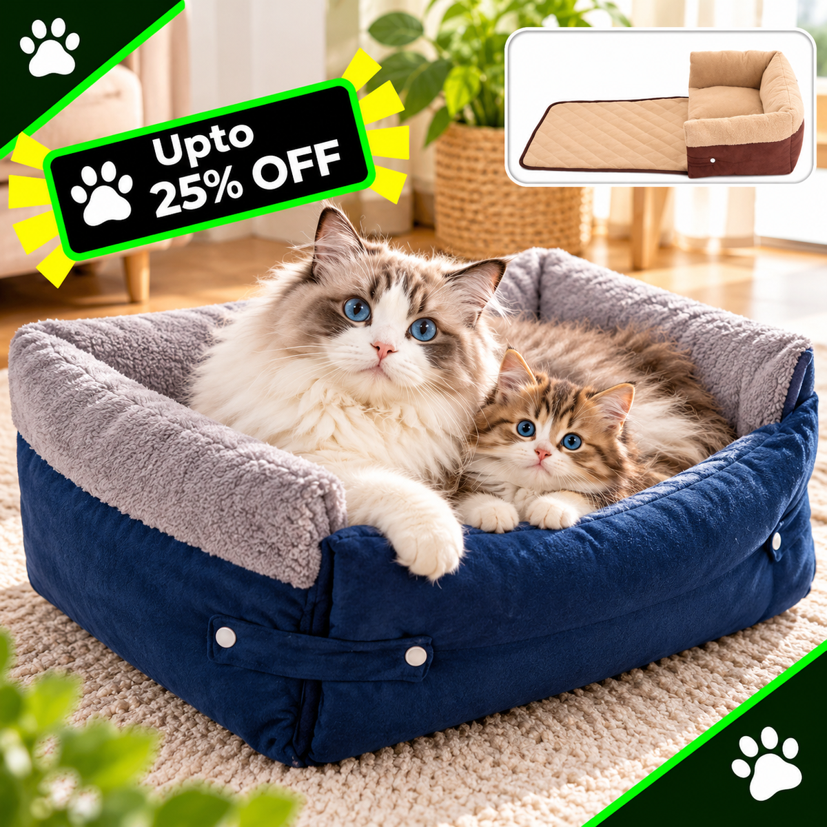 Soft Flip Pet Nest Removable Cozy Bed