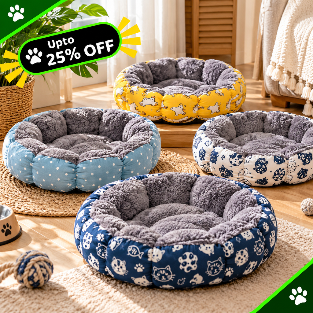 Soft Donut-Shaped Pet Sleeping Bed for Indoor Use