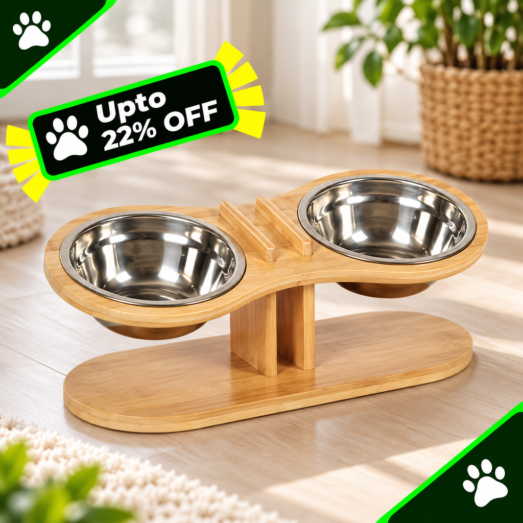 wood elevated pet bowls