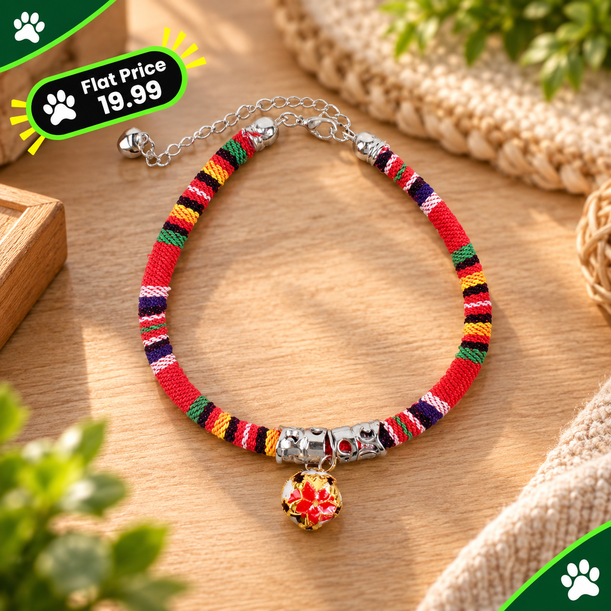 Ethnic Style Pet Bell Collar