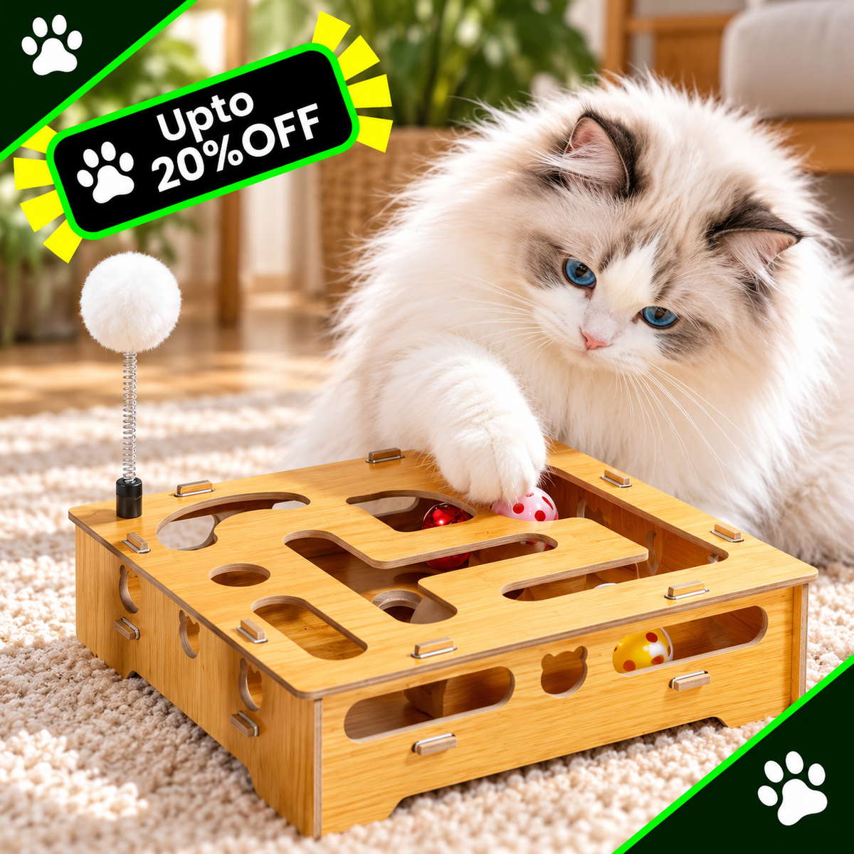 Cat Teasing Stick Maze Box Supplies Toy