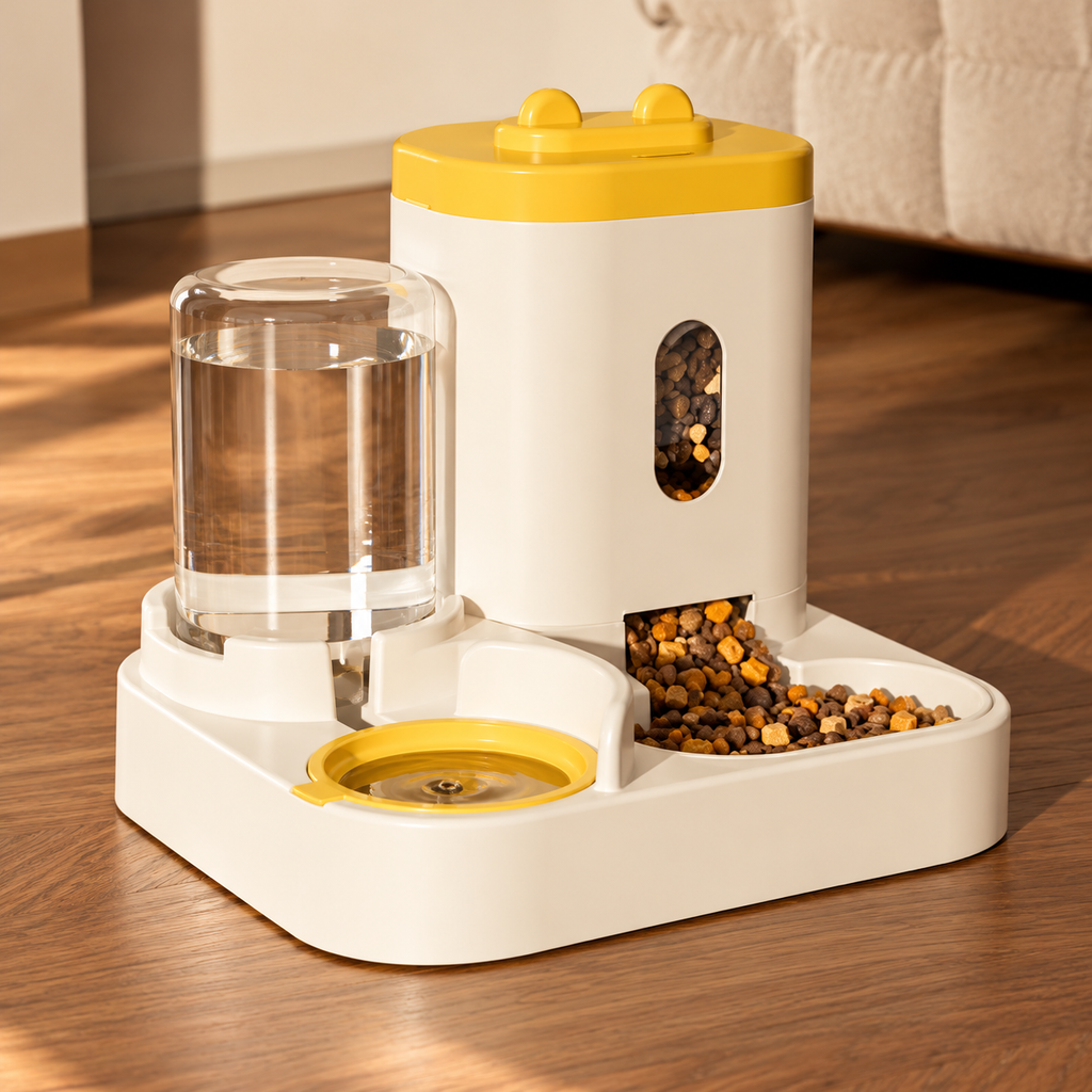 Automatic Pet Feeder Basin Bowl Supplies With Water Dispenser