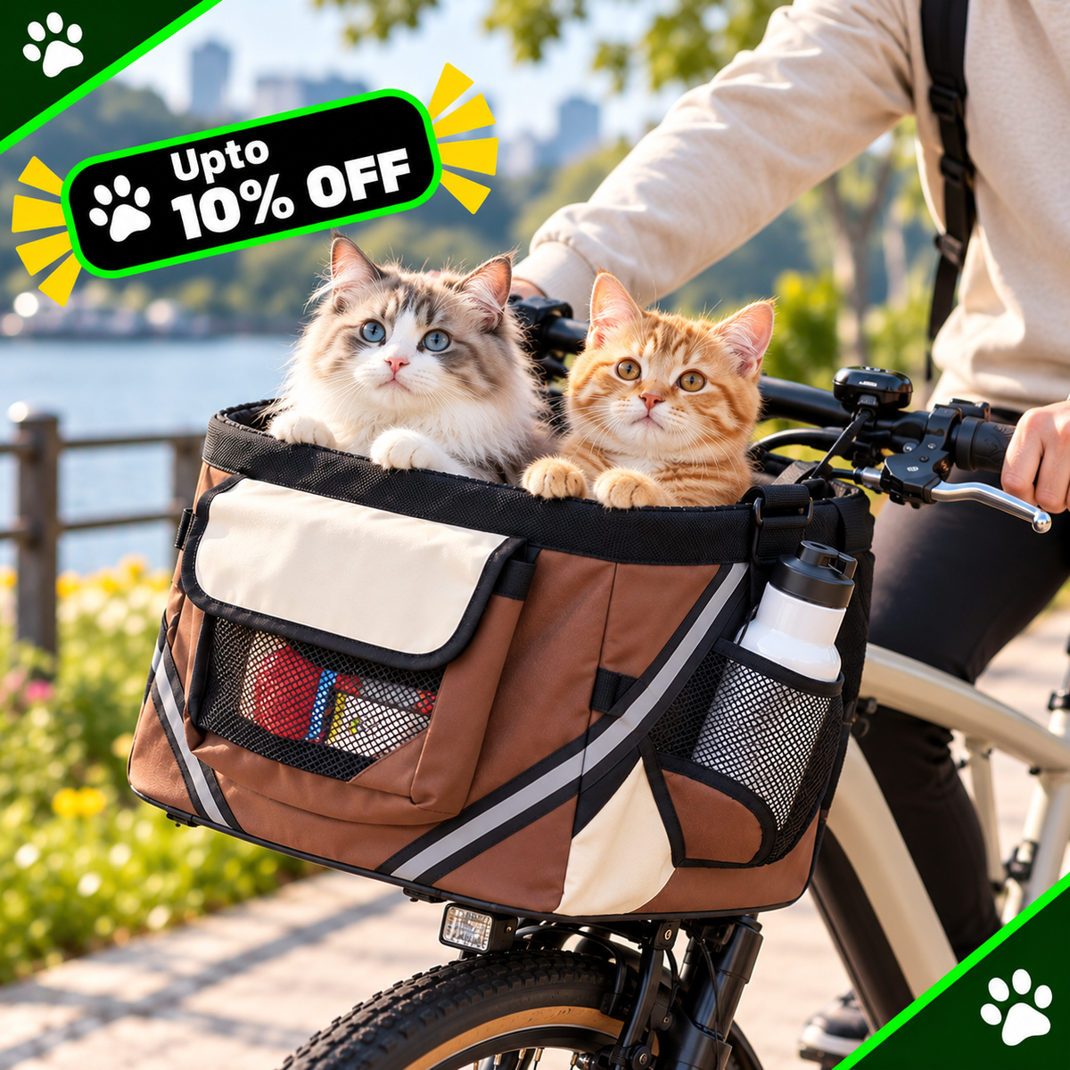 Pet Bicycle Carrier Removable Basket For Outdoor