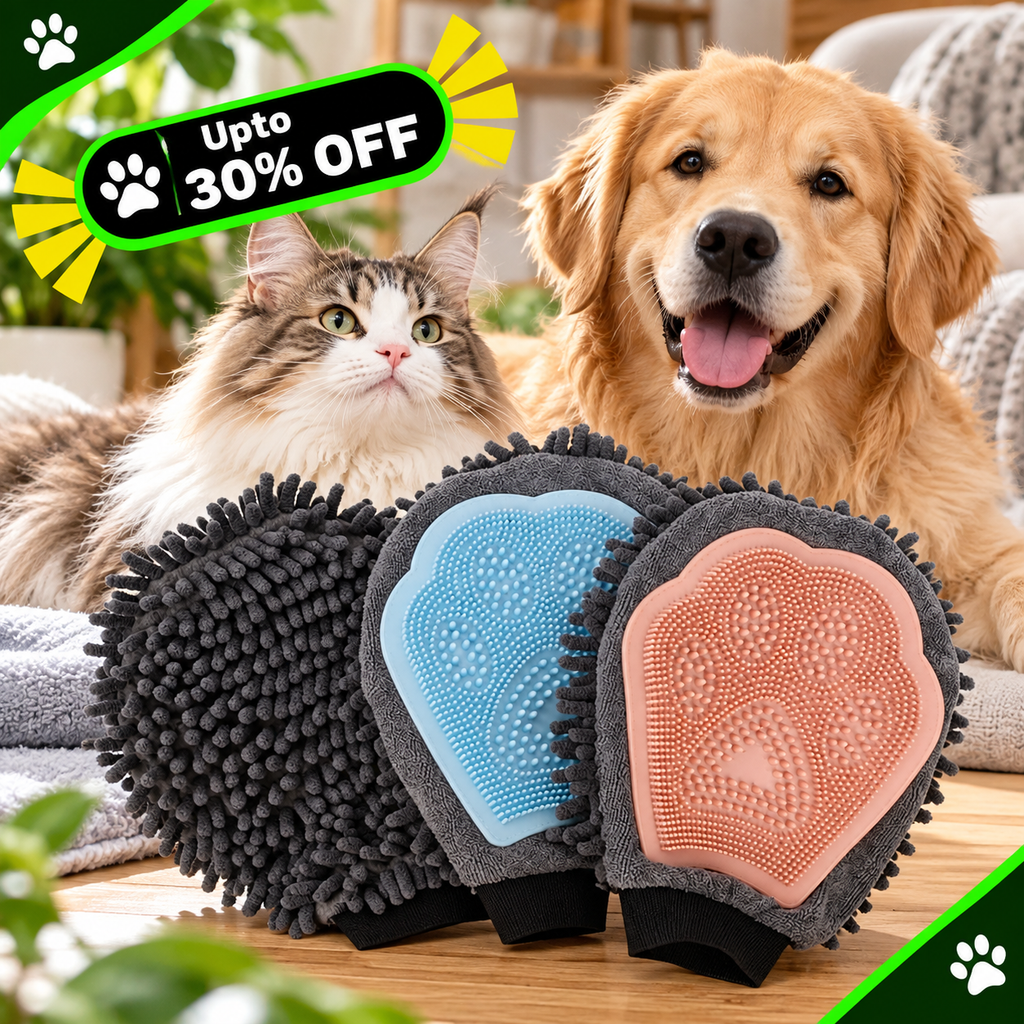 2-In-1 Pet Bathing Brush Grooming Glove