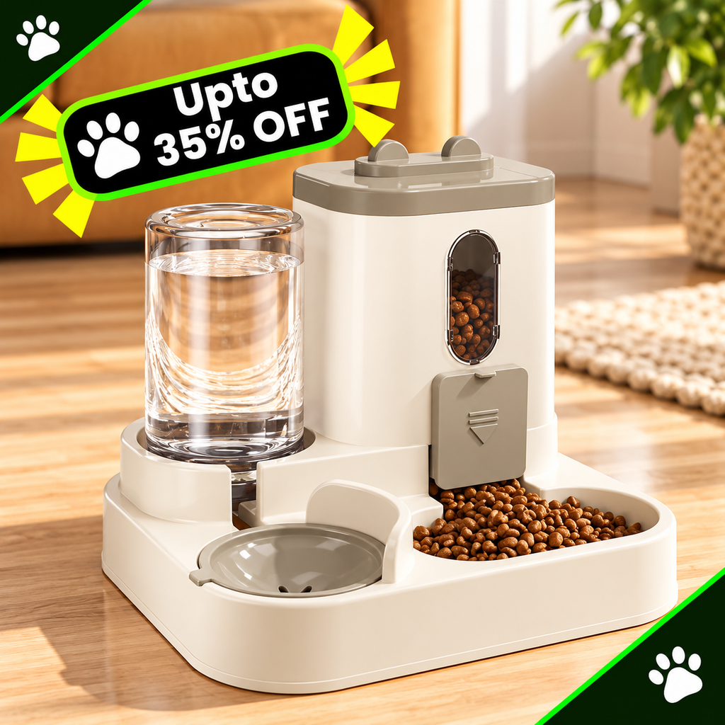 Automatic Pet Feeder Basin Bowl Supplies With Water Dispenser