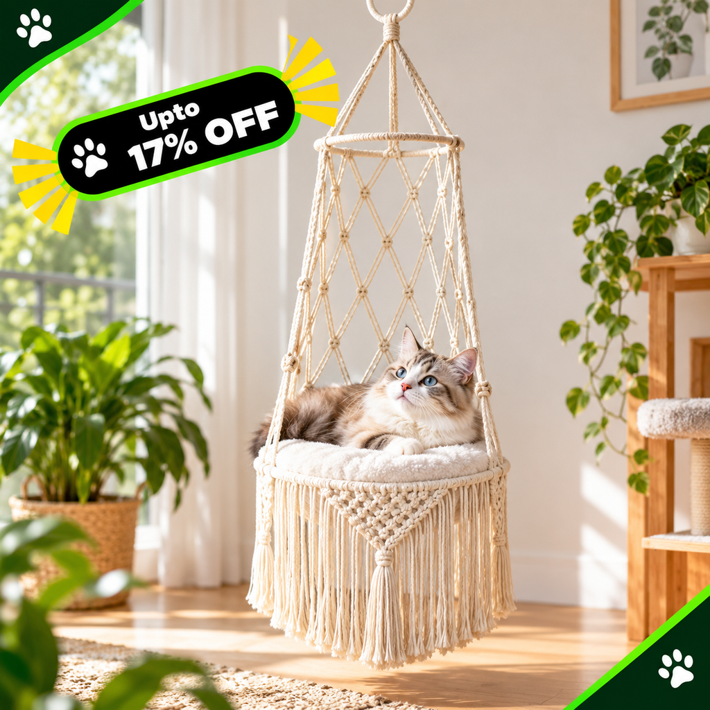 Premium Macrame Wall Hanging Cat Hammock Bed