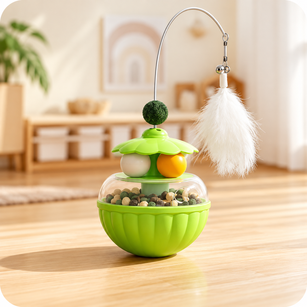 Kitten Baby Cat Feathers Spinning Top Funny Toy