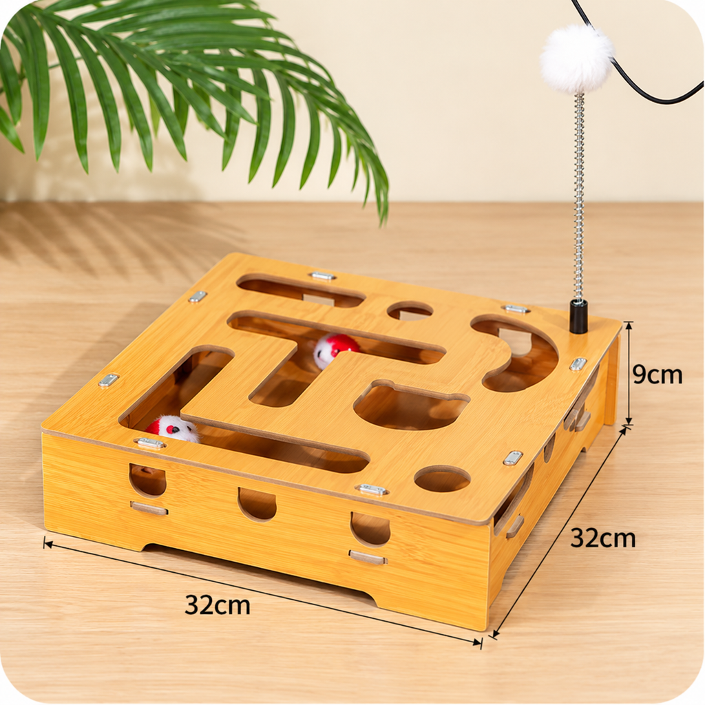Cat Teasing Stick Maze Box Supplies Toy