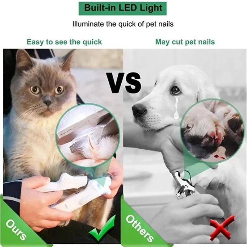 Pet Nail Clippers With LED Light Dogs Cat Nail Scissors Professional