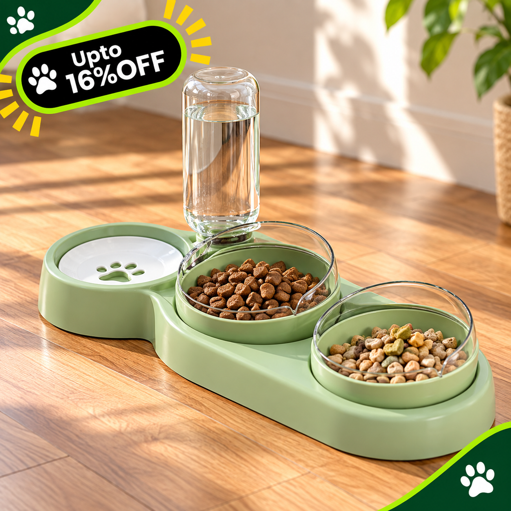 Automatic Pet Bowl Feeder With Water Fountain