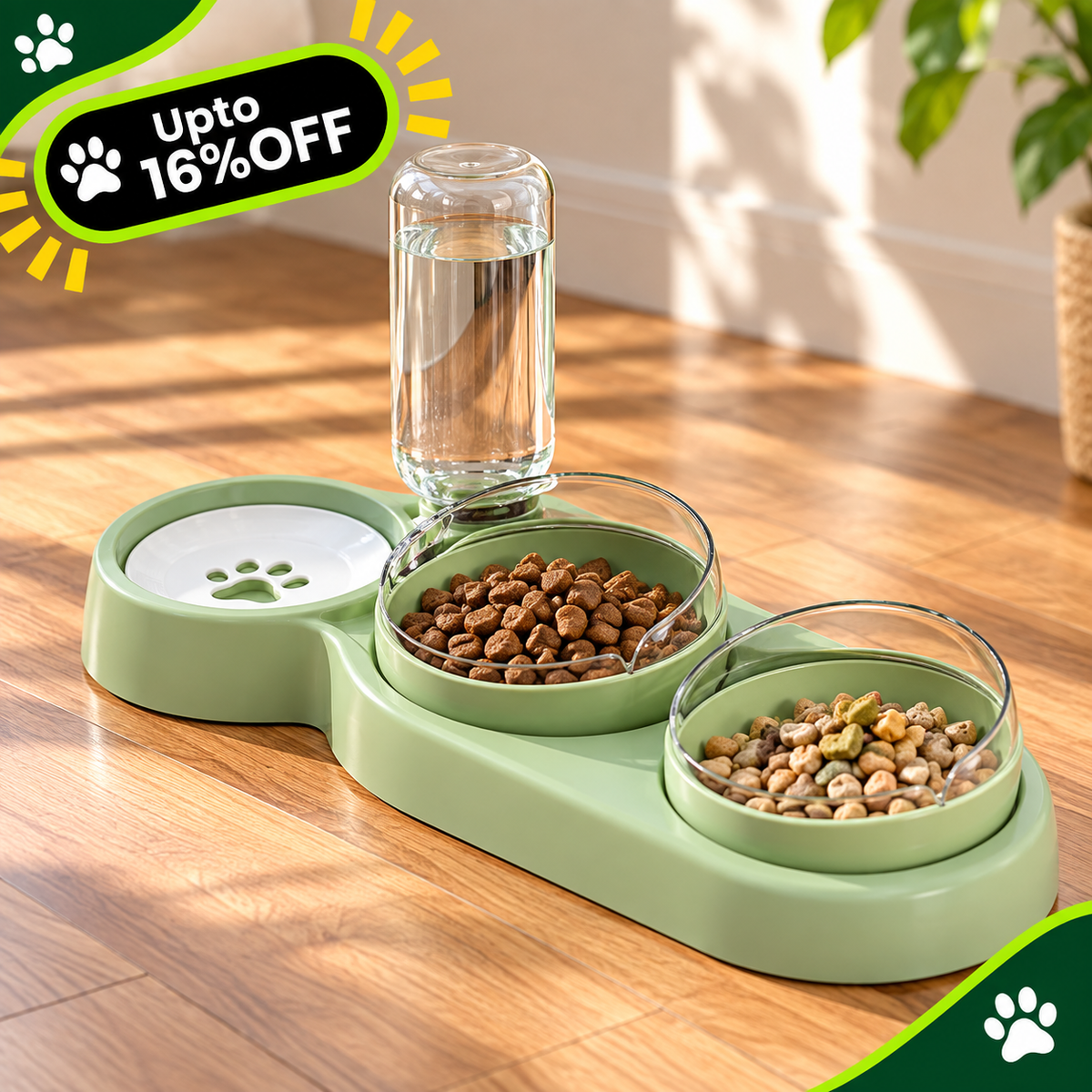 Automatic Pet Bowl Feeder With Water Fountain