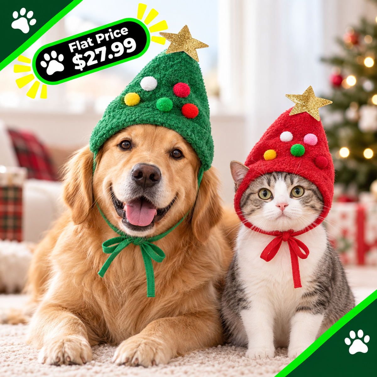 Pet Christmas Headgear Tree Shaped Hat