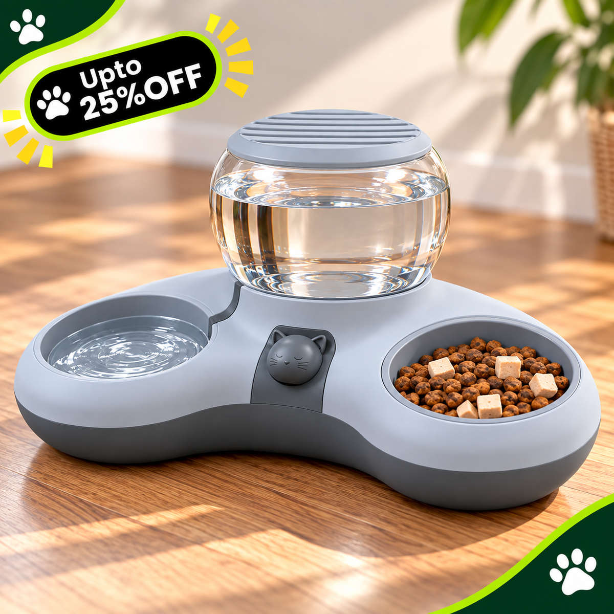 Crescent Automatic Drinking Water and Feeding Double Bowl
