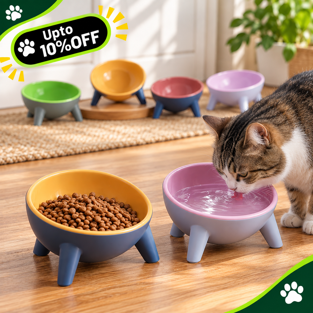 Elevated Pet Food & Water Bowl with Stand